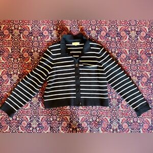 Sezane Betty Cardigan Black/ Ecru - Size L